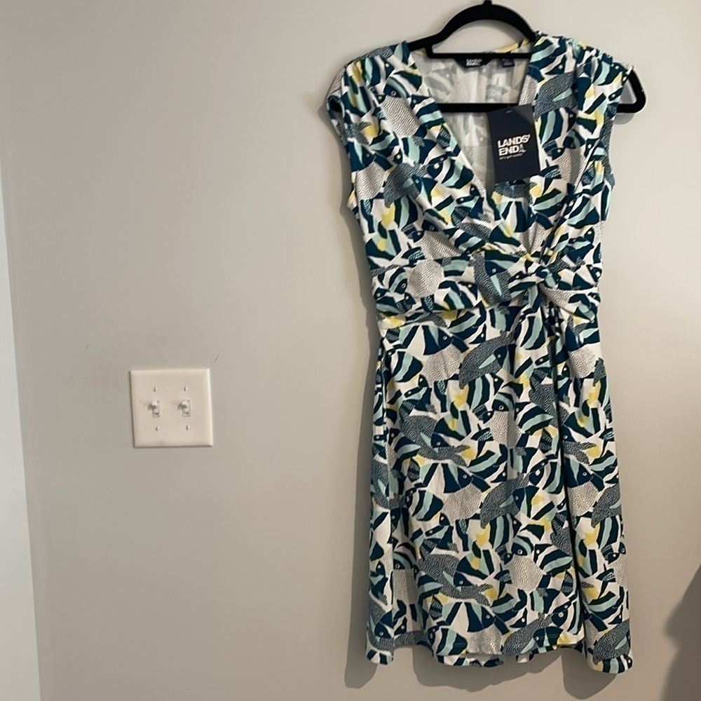 LandsEnd Cotton Modal Jersey Surplice Fit & Flare Dress 💕 - Picture 5 of 7